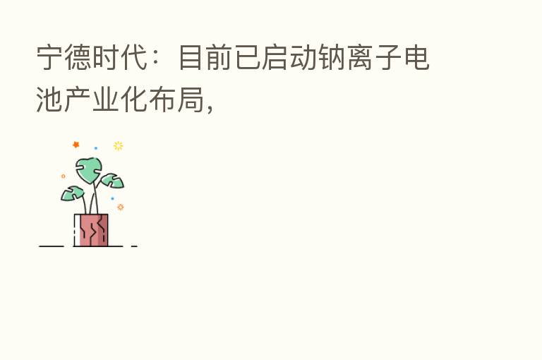 宁德时代：目前已启动钠离子电池产业化布局，