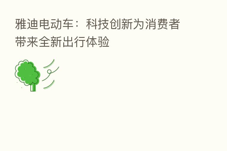 雅迪电动车:科技创新为消费者带来全新出行体验