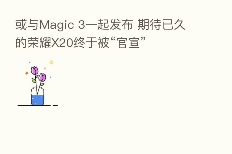 或与Magic 3一起发布 期待已久的      X20终于被“官宣”