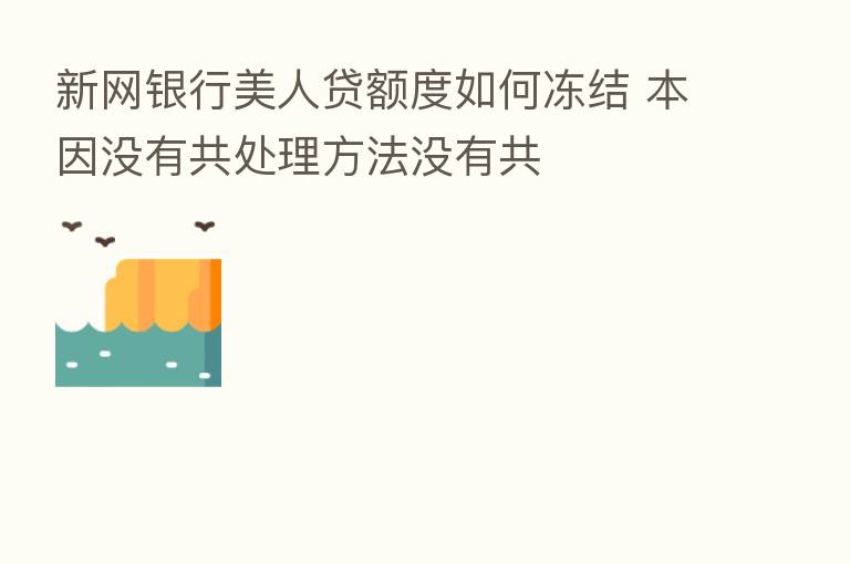 新网银行美人贷额度如何冻结 本因没有共处理方法没有共