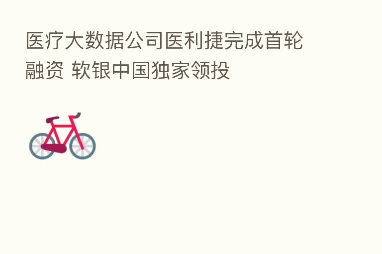 医疗大数据公司医利捷完成首轮融资 软银中国独家领投