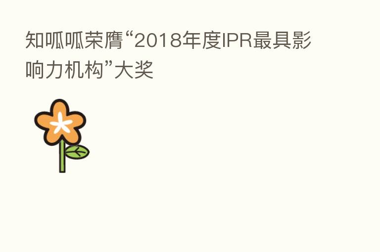 知呱呱荣膺“2018年度IPR   具影响力机构”大奖