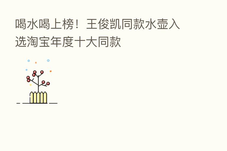 喝水喝上榜!王俊凯同款水壶入选淘宝年度十大同款