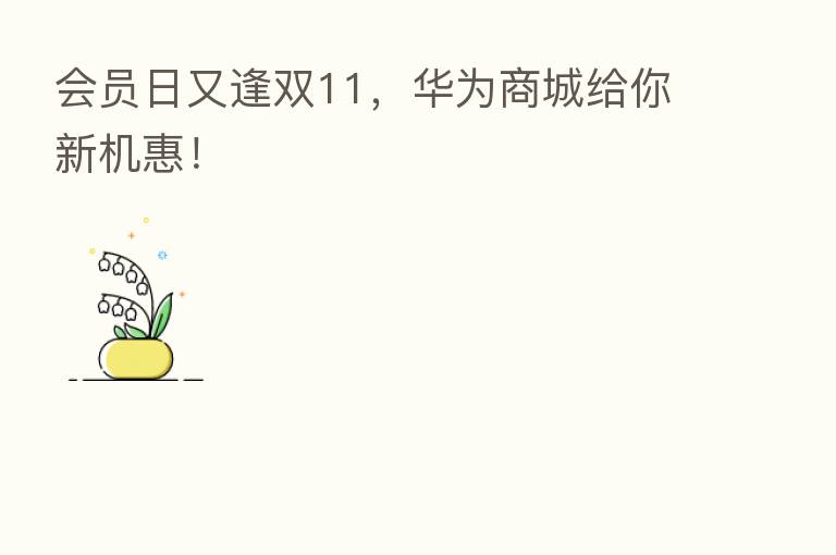 会员日又逢双11,华为商城给你新机惠!