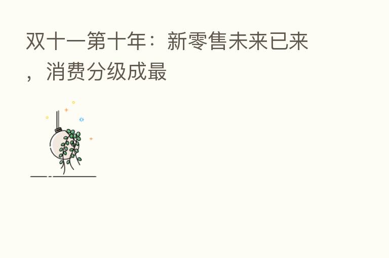 双十一   十年：新零售未来已来，消费分级成   
