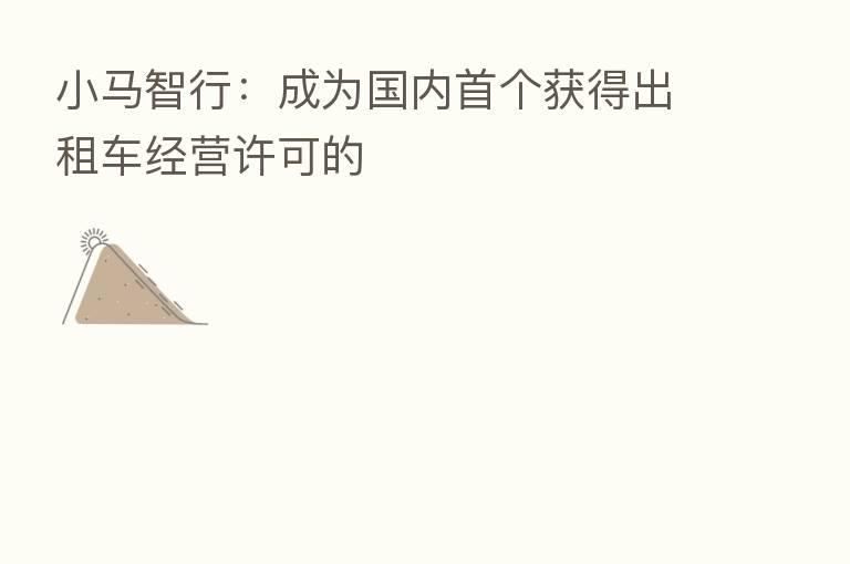 小马智行:成为国内首个获得出租车经营许可的