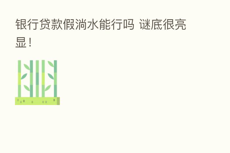 银行贷款假淌水能行吗 谜底很亮显！