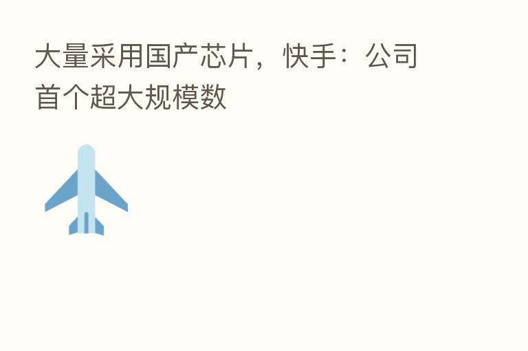 大量采用国产芯片，快手：公司首个超大规模数