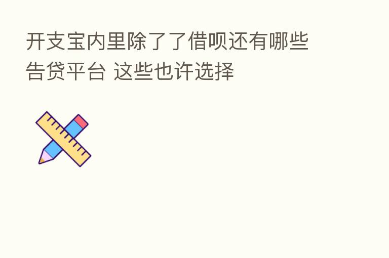 开支宝内里除了了借呗还有哪些告贷平台 这些也许选择