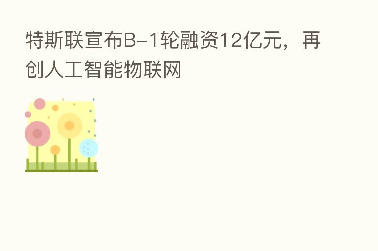 特斯联宣布B-1轮融资12亿元，再创人工智能物联网