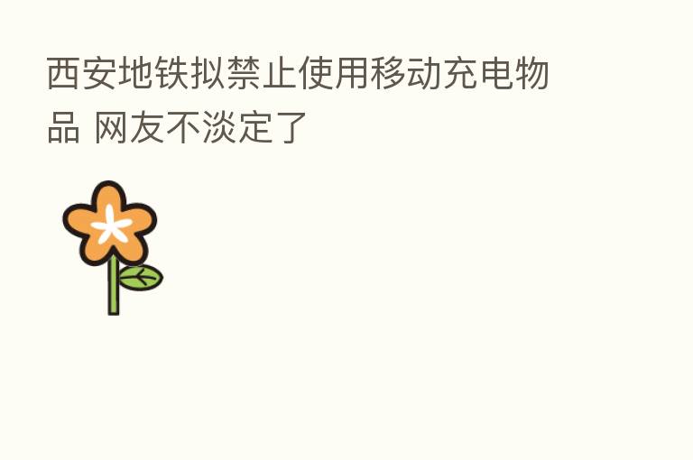 西安地铁拟禁止使用移动充电物品 网友不淡定了