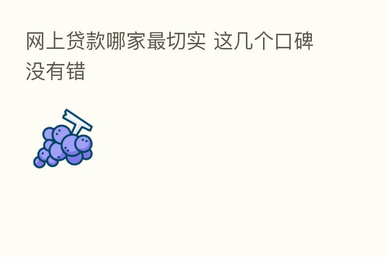 网上贷款哪家 切实 这几个口碑没有错