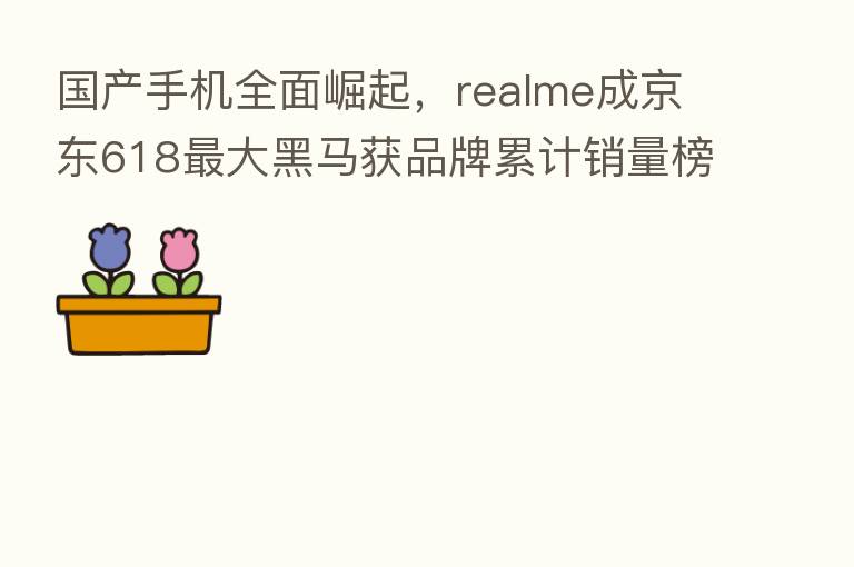 国产手机全面崛起，realme成京东618   大黑马获品牌累计销量榜季军