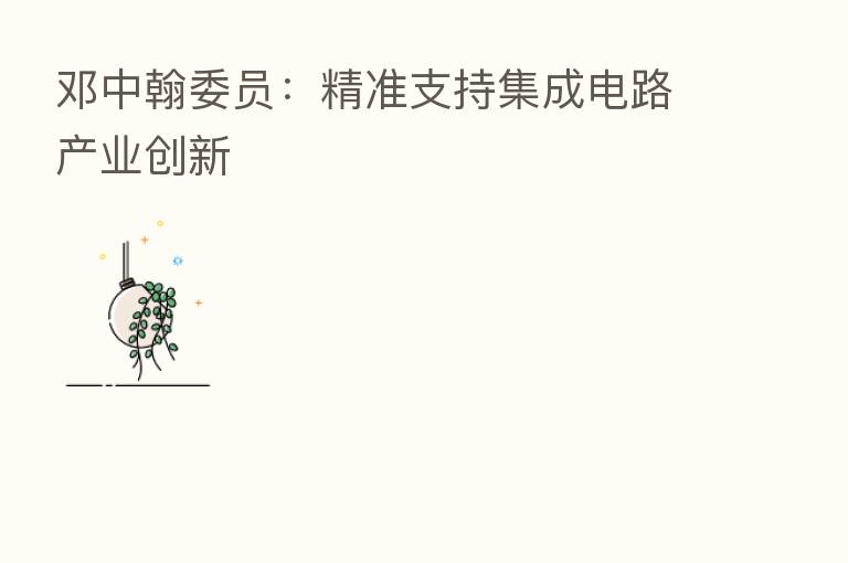 邓中翰委员:精准支持集成电路产业创新