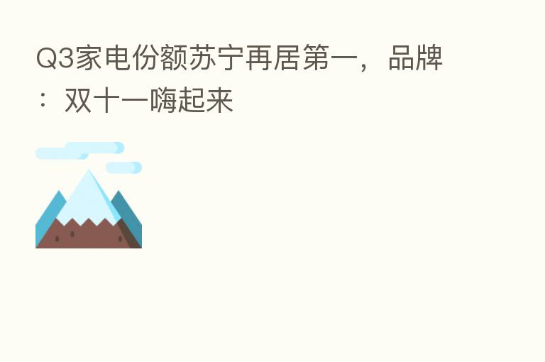 Q3家电份额苏宁再居 一,品牌:双十一嗨起来