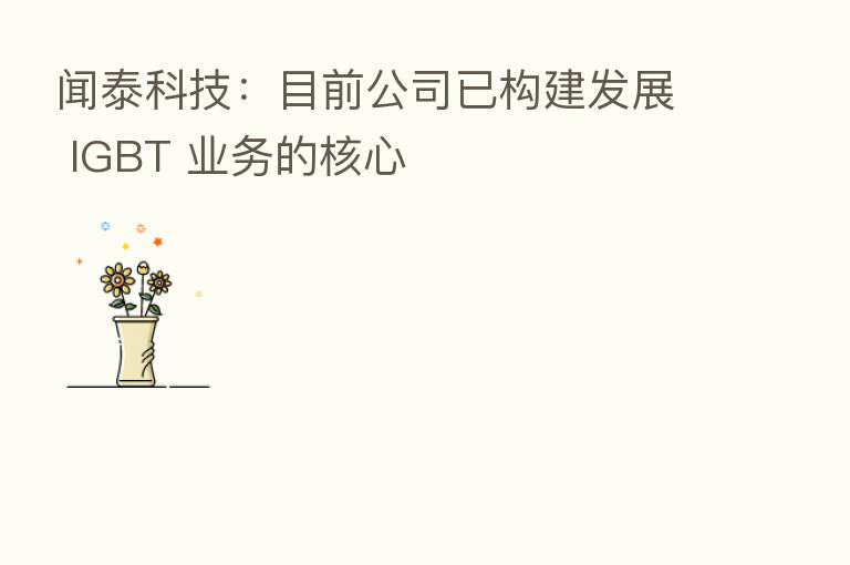 闻泰科技:目前公司已构建发展 IGBT 业务的核心