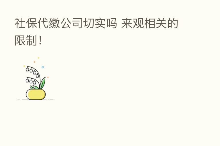 社保代缴公司切实吗 来观相关的限制！