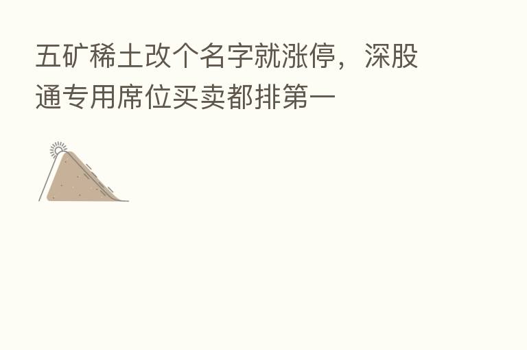 五矿稀土改个名字就涨停,深股通专用席位买卖都排 一