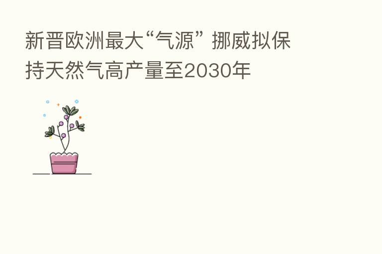 新晋欧洲   大“气源” 挪威拟保持天然气高产量至2030年