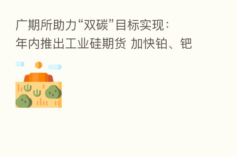 广期所助力“双碳”目标实现：年内推出工业硅期货 加快铂、钯等期货品种上市