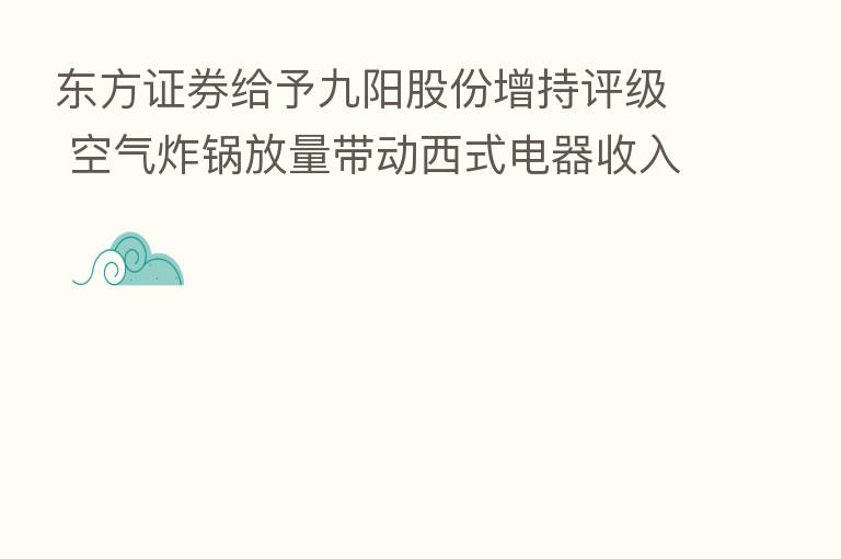 东方证券给予九阳股份增持评级 空气炸锅放量带动西式电器收入增长 下半年内销有望逐步回暖 目标价格为19.11元