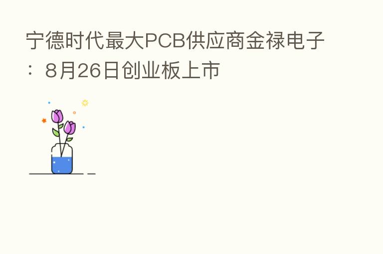 宁德时代   大PCB供应商金禄电子：8月26日创业板上市