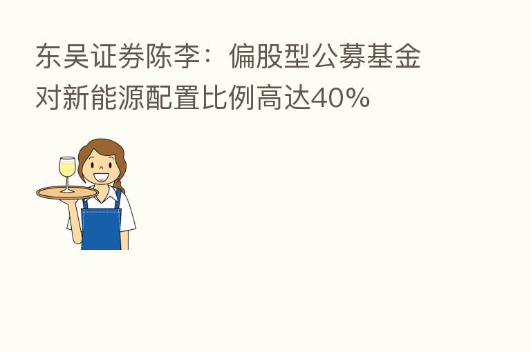 东吴证券陈李:偏股型公募基金对新能源配置比例高达40%