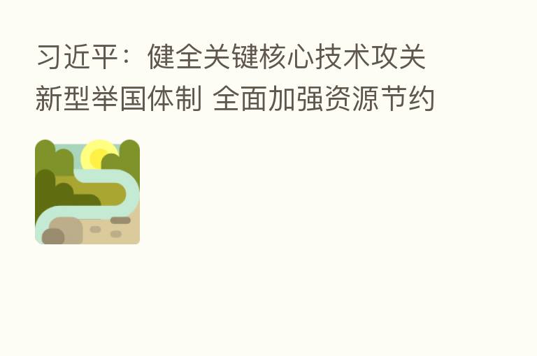 :健全关键核心技术攻关新型举国体制 全面加强资源节约工作