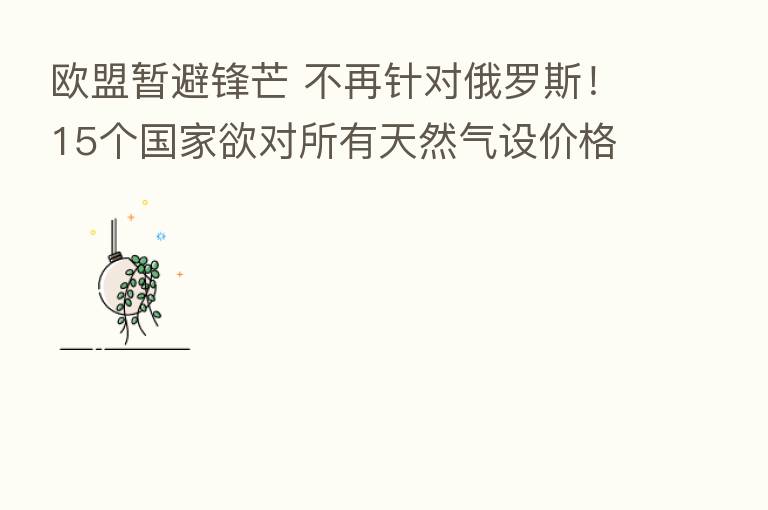 欧盟暂避锋芒 不再针对俄罗斯！15个国家欲对所有天然气设价格上限