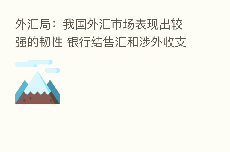 外汇局:我国外汇市场表现出较强的韧性 银行结售汇和涉外收支均为顺差