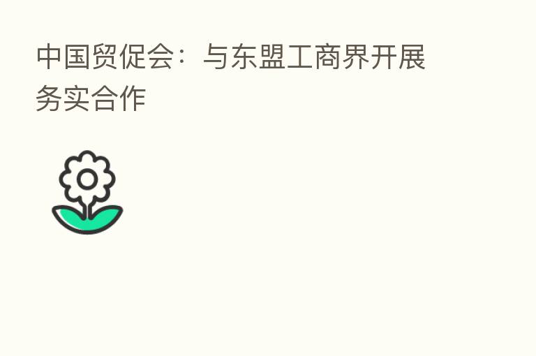 中国贸促会：与东盟工商界开展务实合作