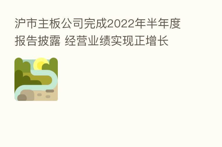 沪市主板公司完成2022年半年度报告披露 经营业绩实现正增长