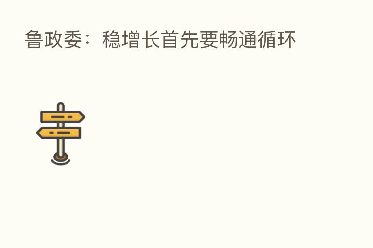 鲁政委:稳增长首先要畅通循环