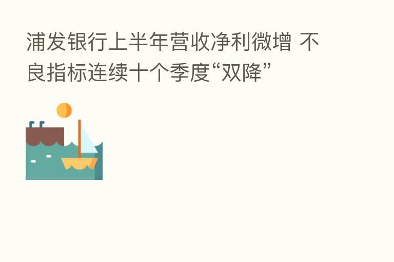 浦发银行上半年营收净利微增 不良指标连续十个季度“双降”