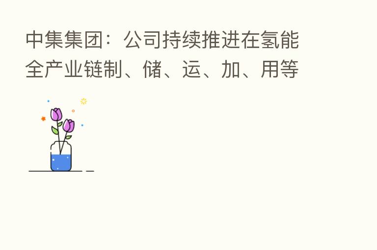 中集集团：公司持续推进在氢能全产业链制、储、运、加、用等各细分领域关键装备和服务的布局