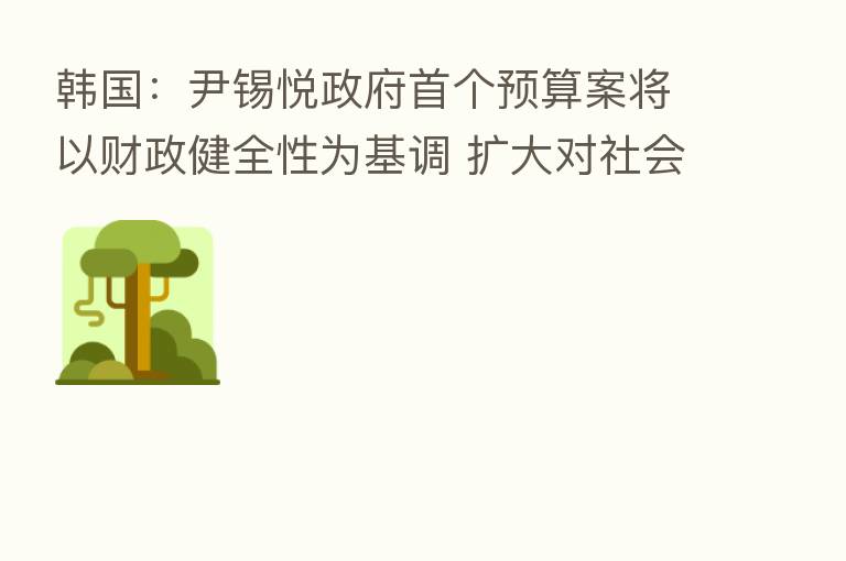 韩国:尹锡悦政府首个预算案将以财政健全性为基调 扩大对社会弱势群体和青年的支援