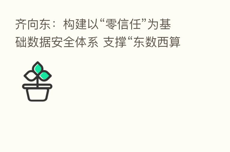 齐向东：构建以“零信任”为基础数据安全体系 支撑“东数西算”安全发展