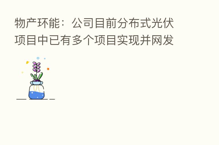 物产环能：公司目前分布式光伏项目中已有多个项目实现并网发电