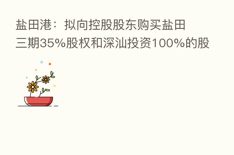 盐田港：拟向控股股东购买盐田三期35%股权和深汕投资100%的股权