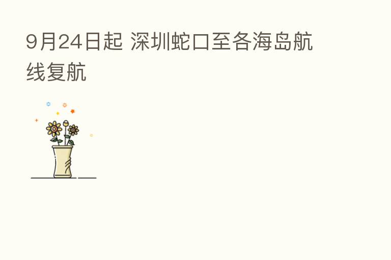 9月24日起 深圳蛇口至各海岛航线复航