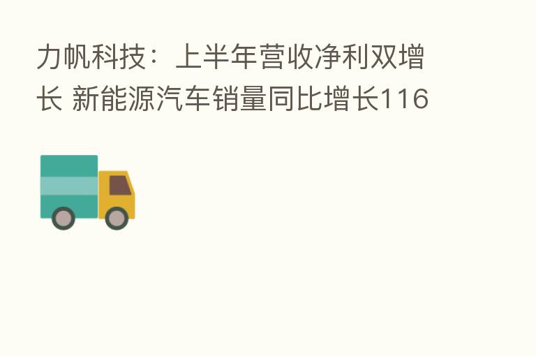 力帆科技：上半年营收净利双增长 新能源汽车销量同比增长116倍