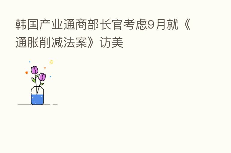 韩国产业通商部长官考虑9月就《通胀削减法案》访美