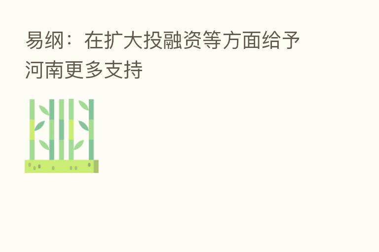 易纲:在扩大投融资等方面给予河南更多支持