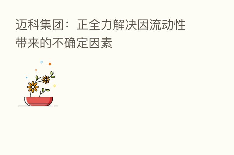 迈科集团：正全力解决因流动性带来的不确定因素