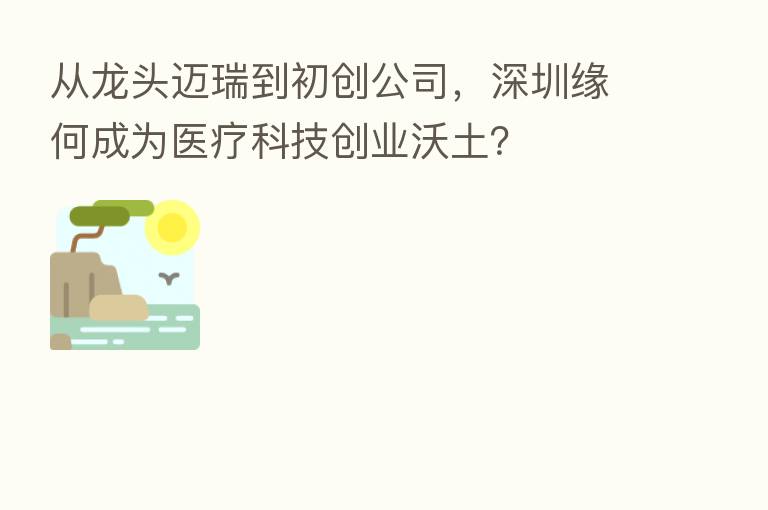 从龙头迈瑞到初创公司，深圳缘何成为医疗科技创业沃土？