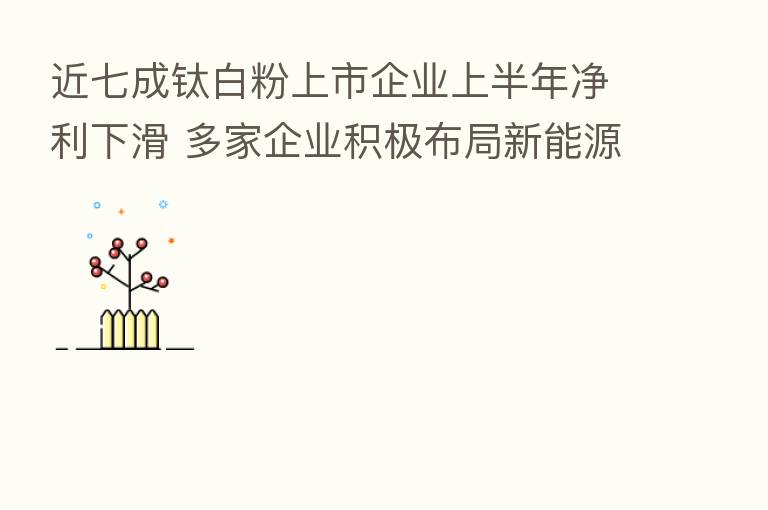 近七成钛白粉上市企业上半年净利下滑 多家企业积极布局新能源电池领域