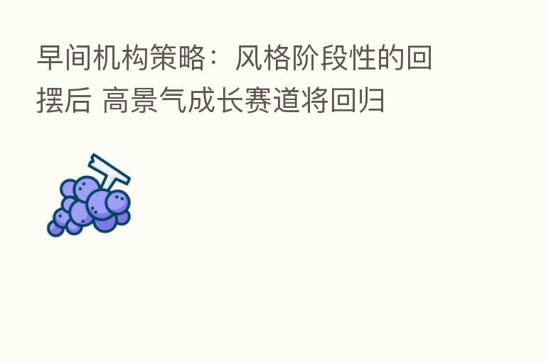 早间机构策略：风格阶段性的回摆后 高景气成长赛道将回归