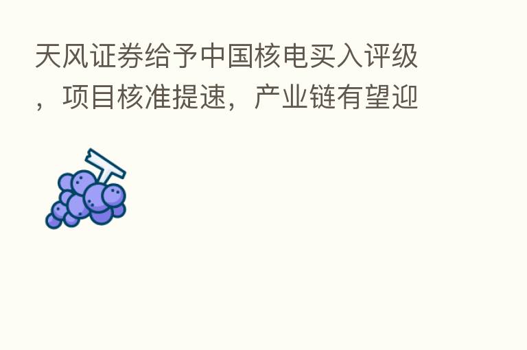 天风证券给予中国核电买入评级，项目核准提速，产业链有望迎来价值重估，目标价格为9.34元