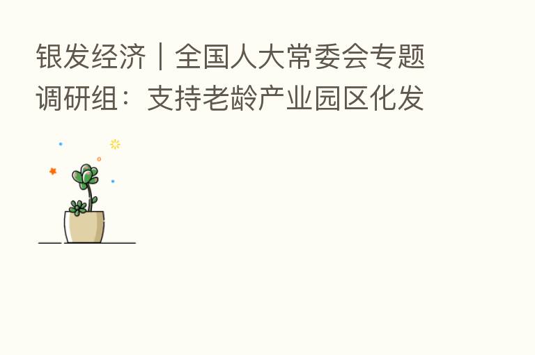 银发经济｜全国人大常委会专题调研组：支持老龄产业园区化发展 形成产业集聚
