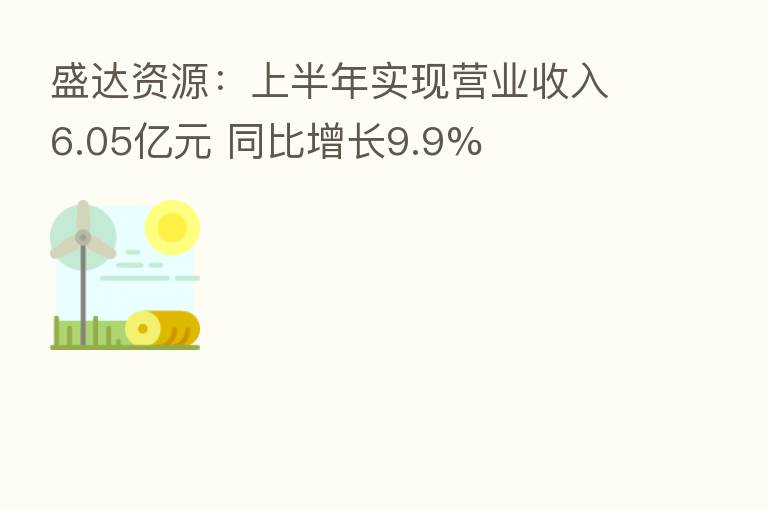 盛达资源:上半年实现营业收入6.05亿元 同比增长9.9%